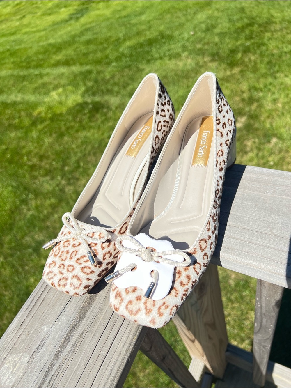 Franco Sarto Leopard-Print Ballet Flats in Cream and Brown